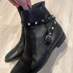 Valentino Black Studded Ankle Boots
